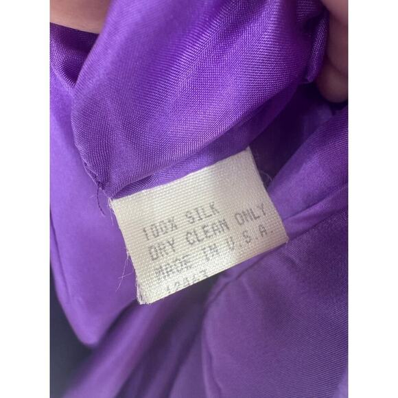 Carolina Herrera Neiman Marcus Silk Purple V Neck Draped Knot Midi Dress Size 8 - Picture 8 of 8